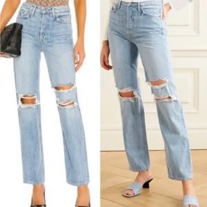 GRLFRND The Mica Distressed High Waisted Straight Leg Denim Jeans Womens 30